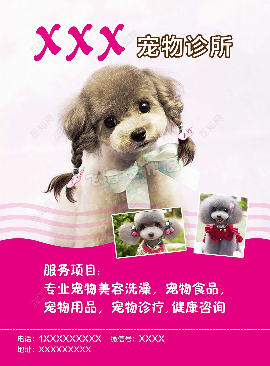 粉色宠物诊所宠物店海报