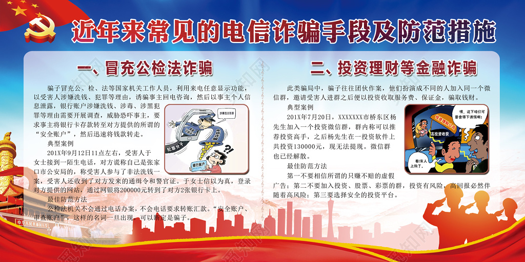 常见电信诈骗手段防诈骗防范措施宣传栏