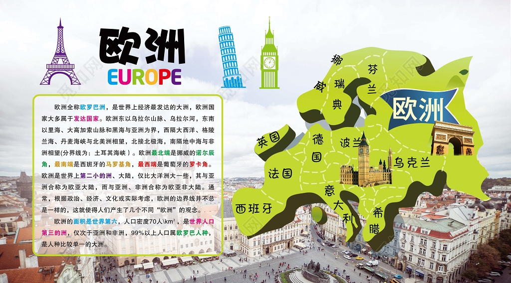 个性欧洲旅游宣传板