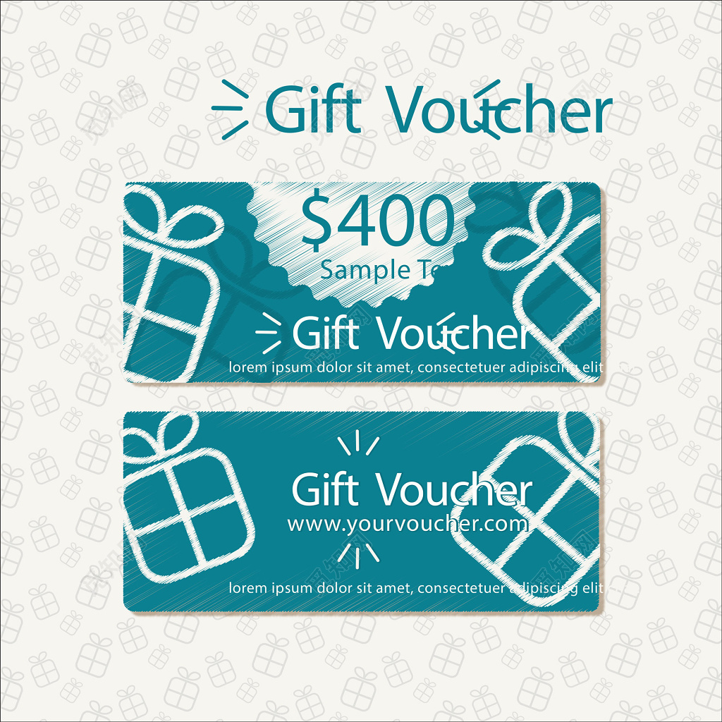 简单简洁湖蓝色餐厅美食优惠券代金券设计