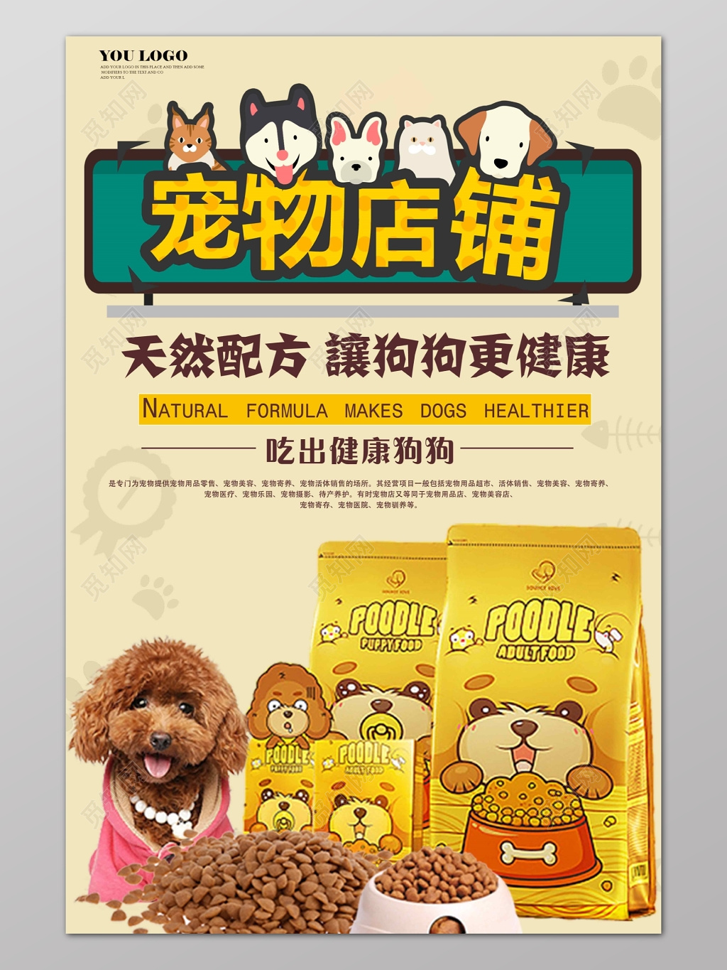 宠物店店铺可爱狗粮宣传海报