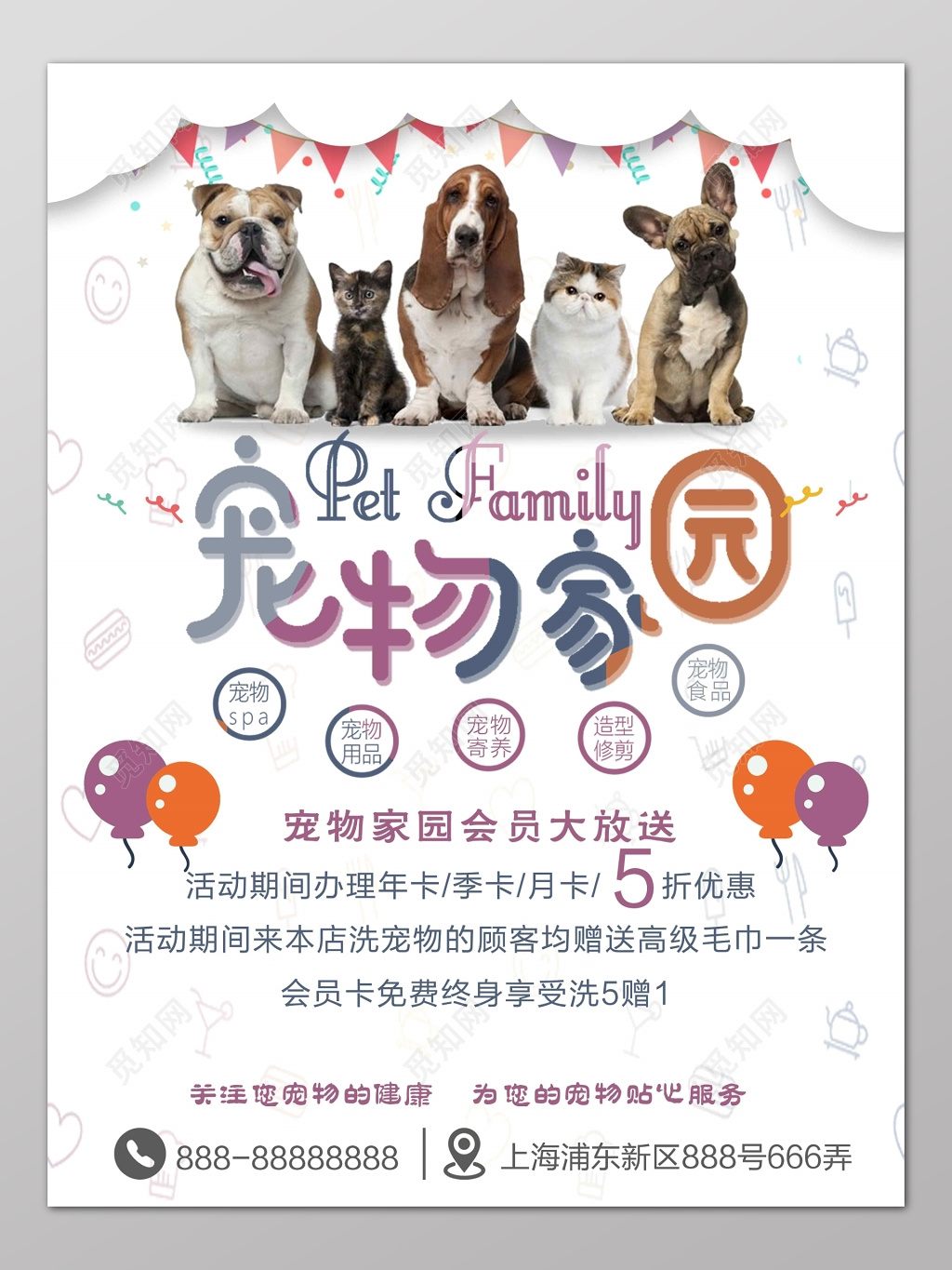 宠物店萌宠美食宠物家园海报设计