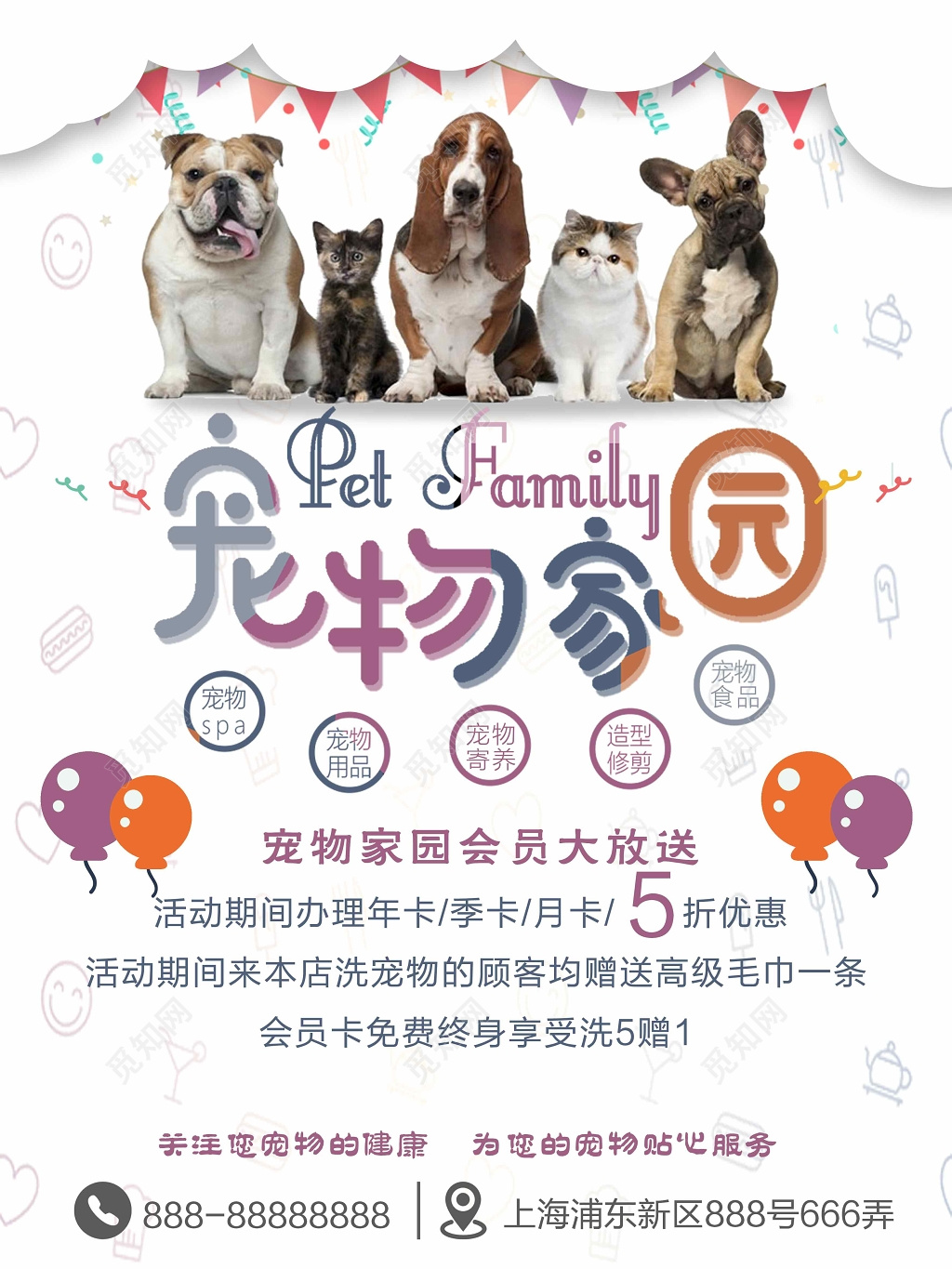 宠物店萌宠美食宠物家园海报设计