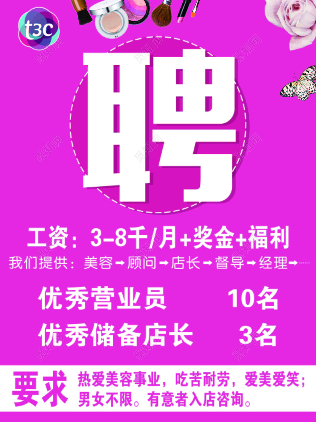 招聘会招聘人才高薪诚聘加入我们男女不限粉色海报