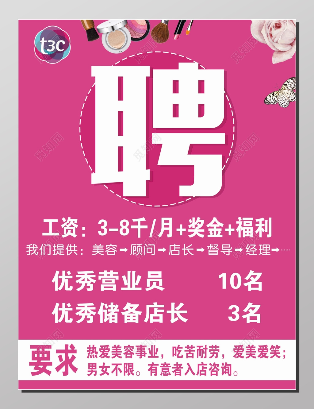 招聘会招聘人才高薪诚聘加入我们男女不限粉色海报
