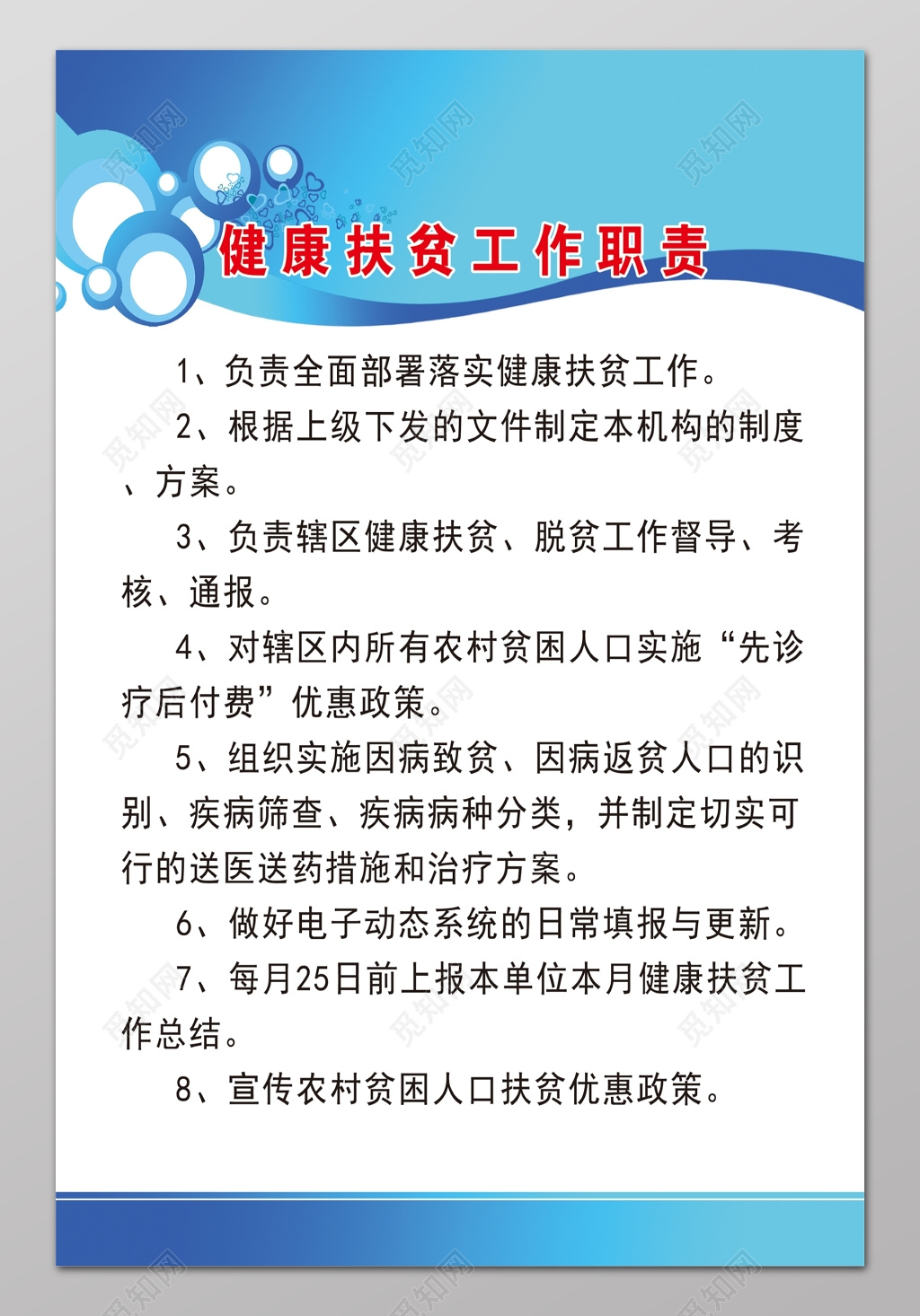 扶贫脱贫健康扶贫工作职责制度牌