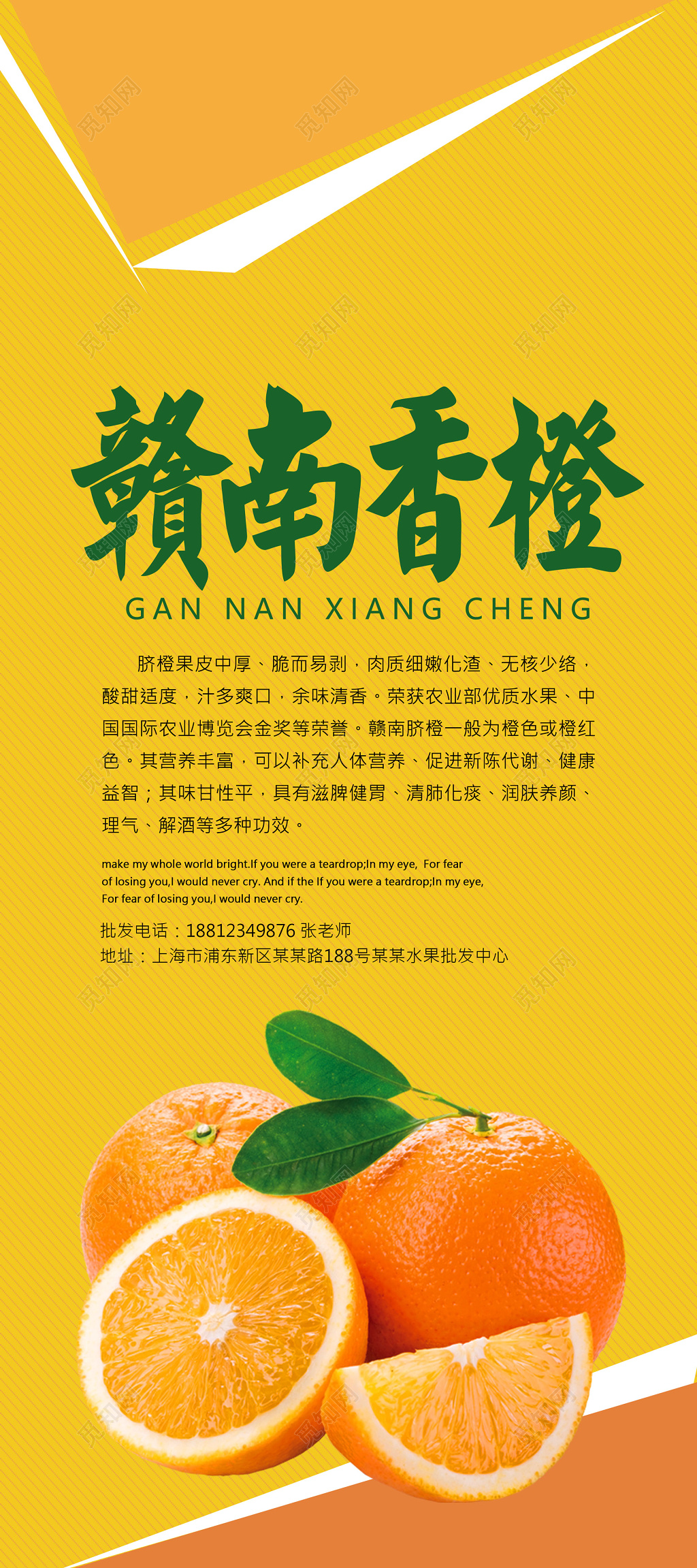 赣南香橙橙子生鲜新鲜水果海报