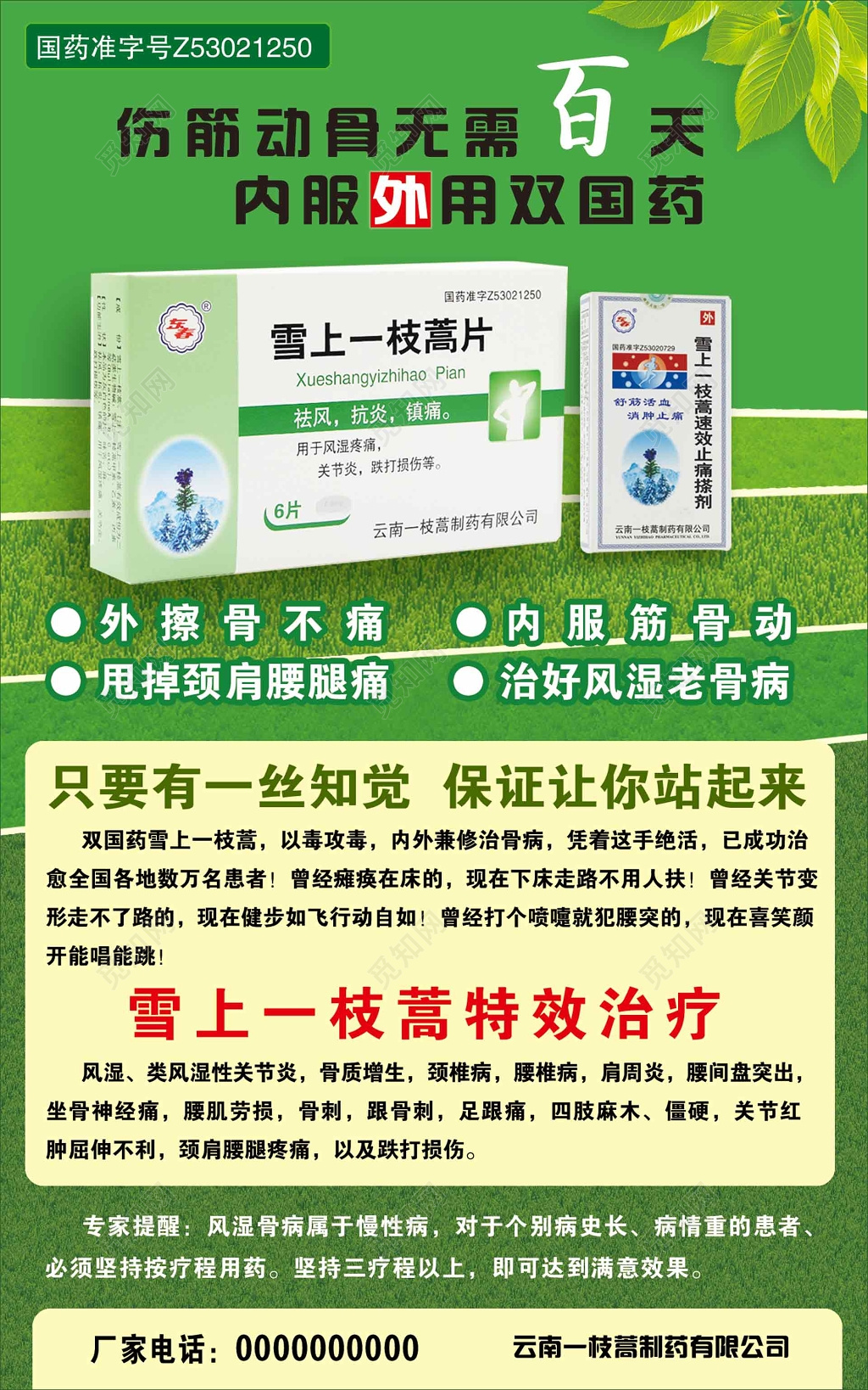 体检医疗内服外用双国药绿色宣传单