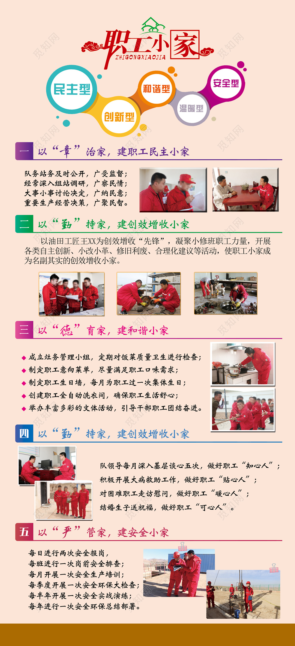 民主创新温暖安全照片职工之家展板