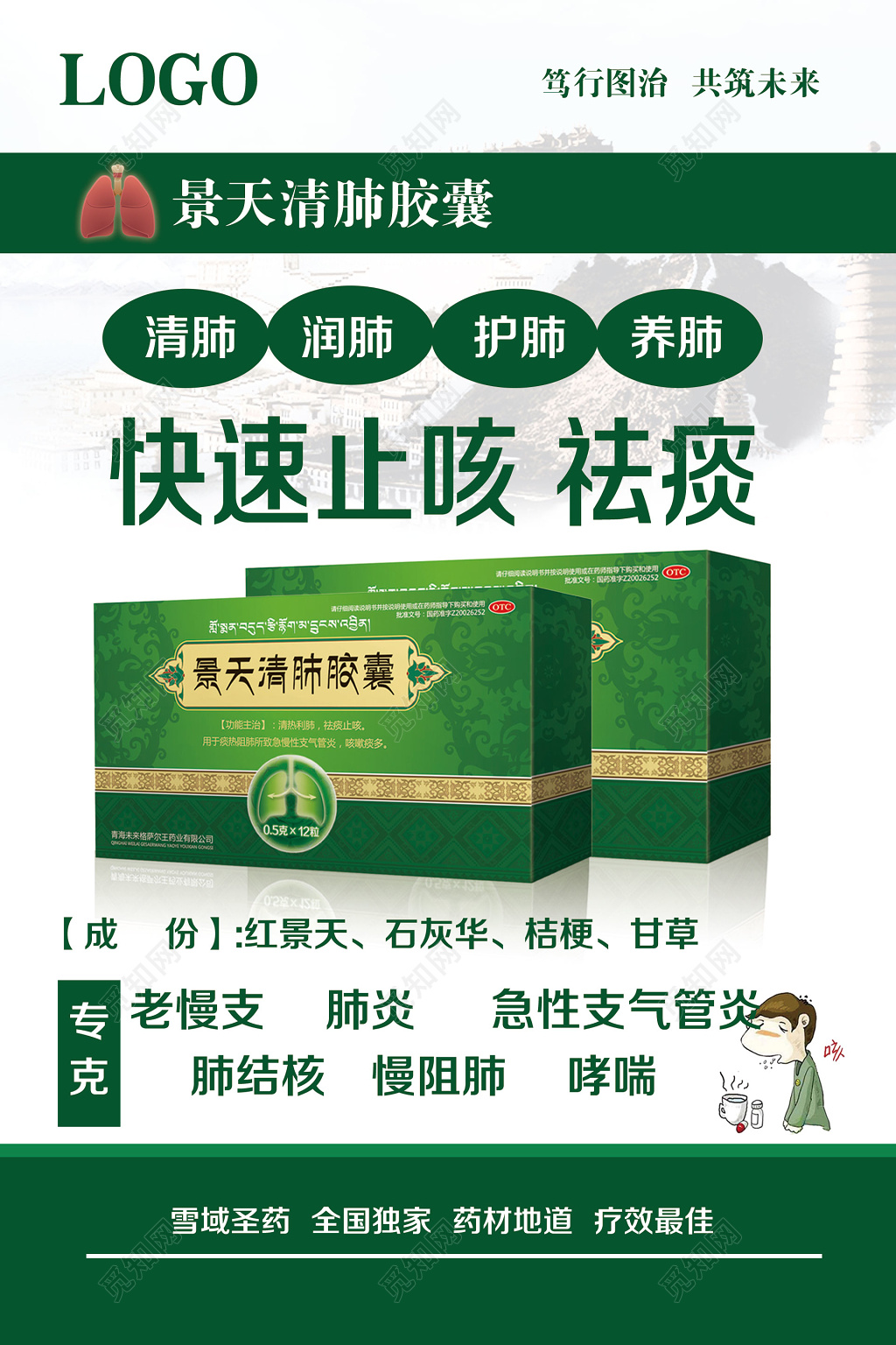 快速止咳祛痰产品药店大药房产品海报