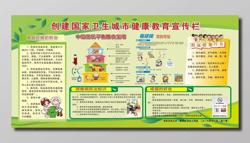 绿色清新创家卫生城市健康教育宣传栏