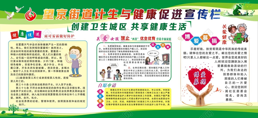 街道计生与健康促进宣传创卫宣传栏