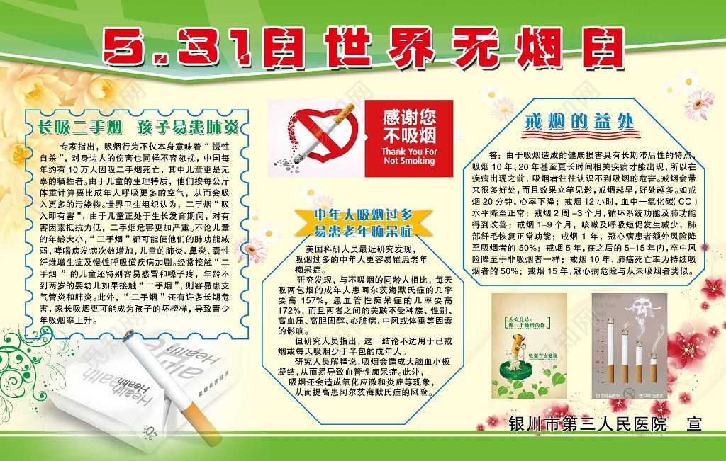 禁止吸烟世界无烟日展板