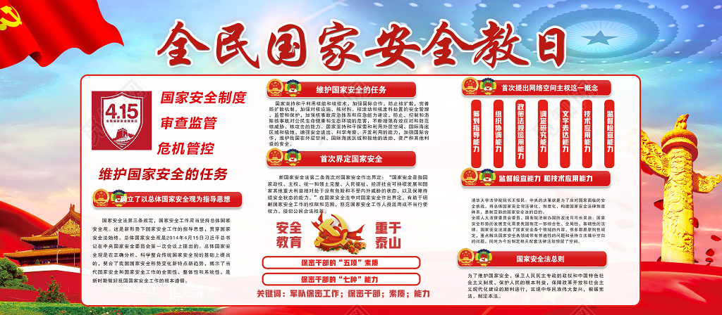 保障社会和平稳点国家安全教育宣传日展板设计
