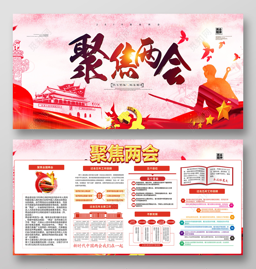 聚焦两会精神海报展板
