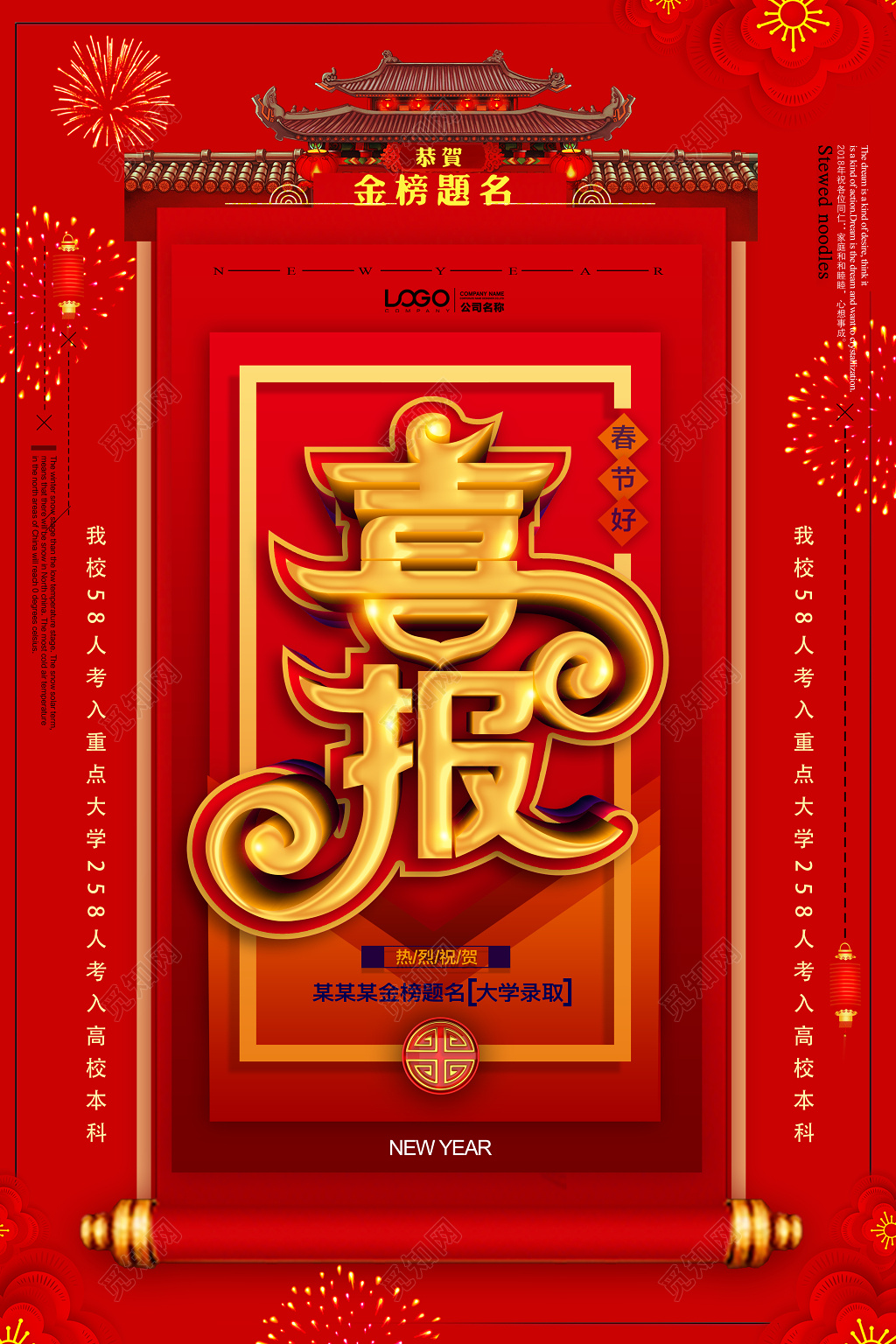 喜报热烈庆祝大学录取喜报高考销售海报