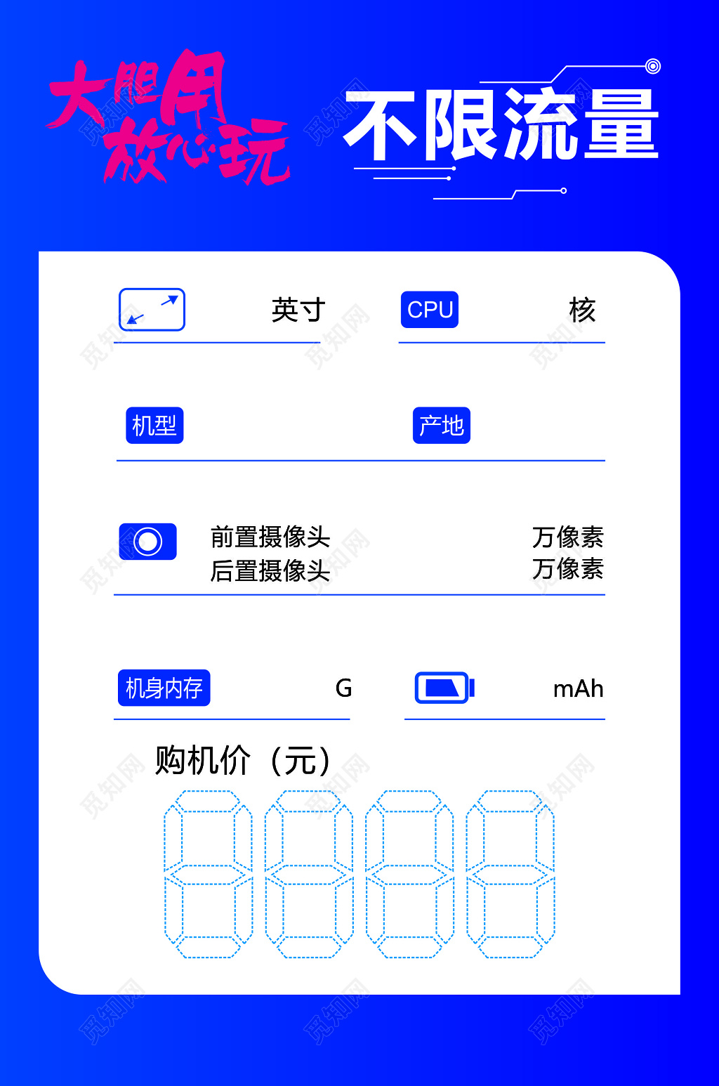 电信海报通讯不限流量高速宽带机型详细资料卡