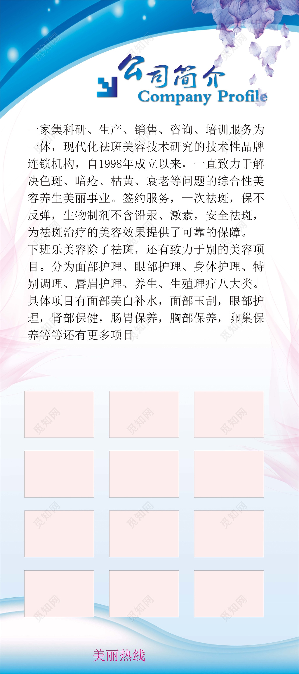 企业宣传公司简介蓝色条纹简约背景宣传展架海报设计