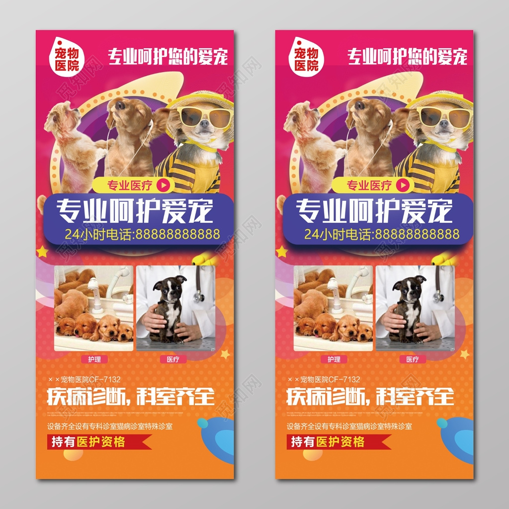 宠物医院专业动物门诊兽医宣传展板设计