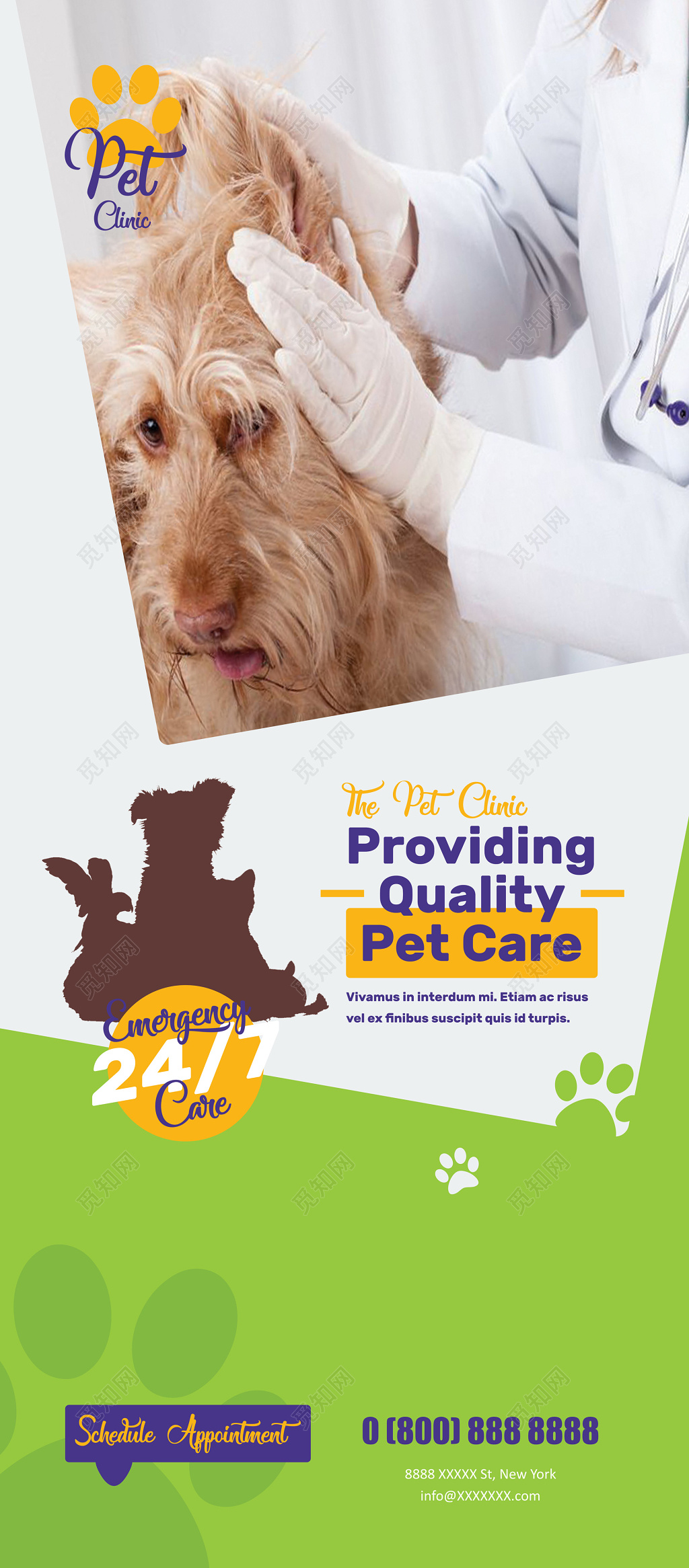 宠物医院宠物店医疗护理美容宣传展板设计