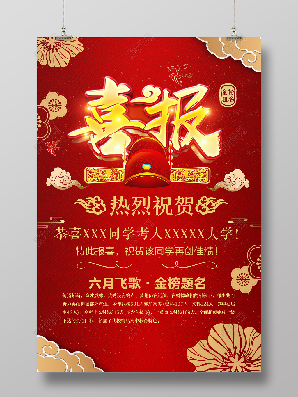 高考金榜题名祝贺庆祝喜报