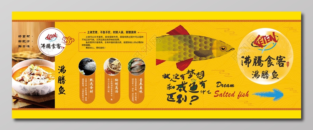 沸腾鱼生鲜手绘创意展板