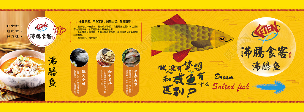 沸腾鱼生鲜手绘创意展板