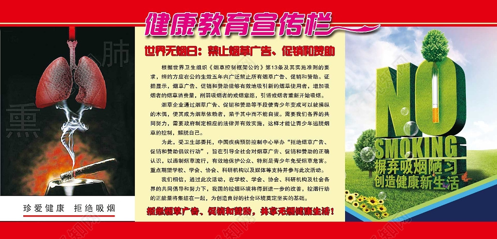 健康教育世界无烟日宣传栏