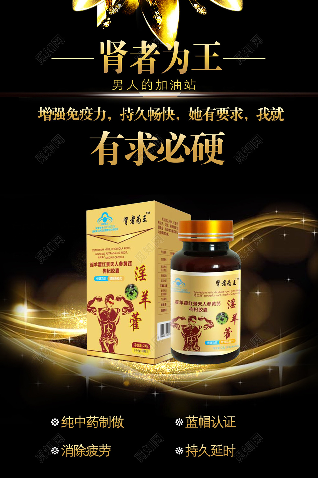 肾者为王有求必硬主题淫羊藿宣传保健品海报