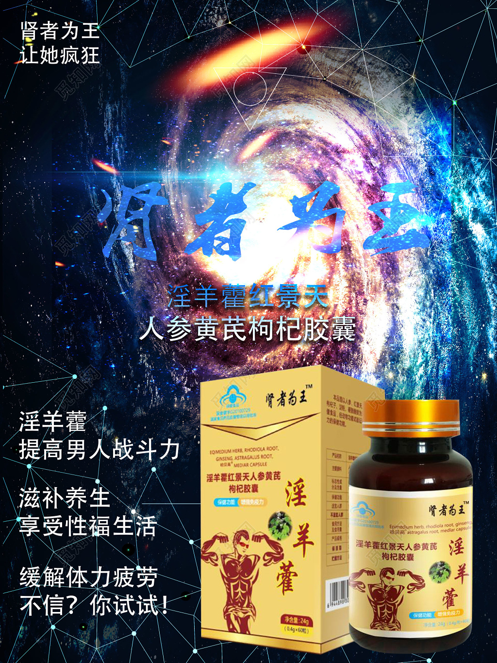 淫羊藿红景天肾者为王宣传保健品海报