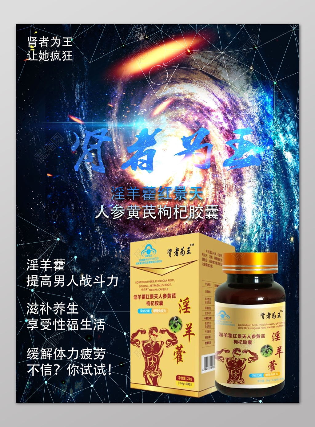 淫羊藿红景天肾者为王宣传保健品海报