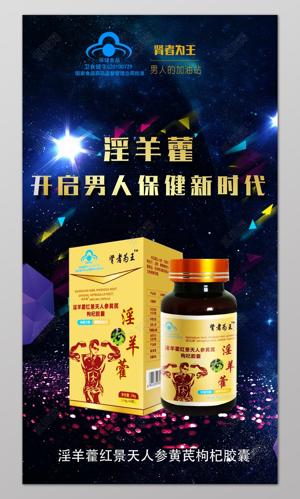 开启男人保健新时代淫羊藿宣传保健品海报