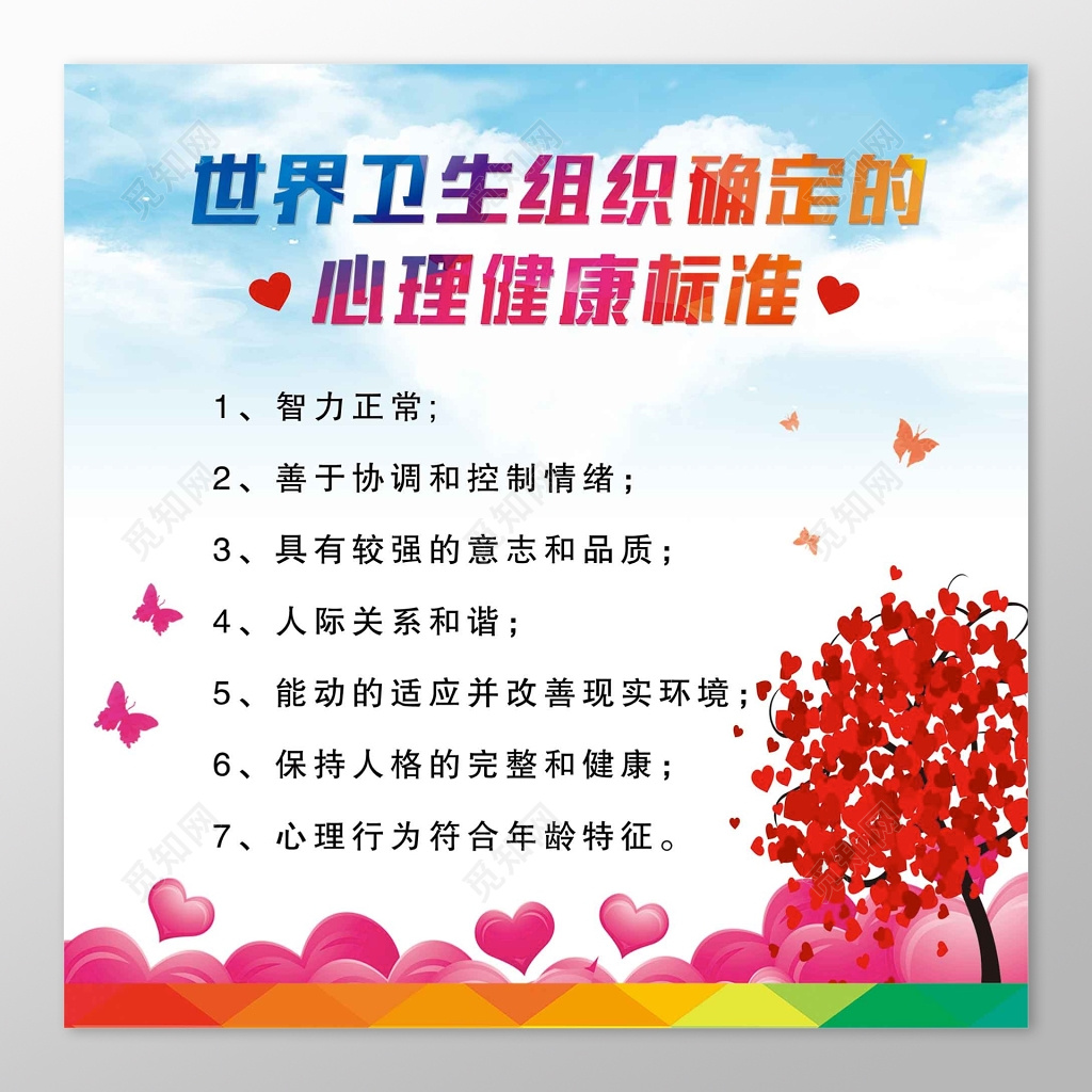 炫彩世界卫生组织心理健康宣传栏