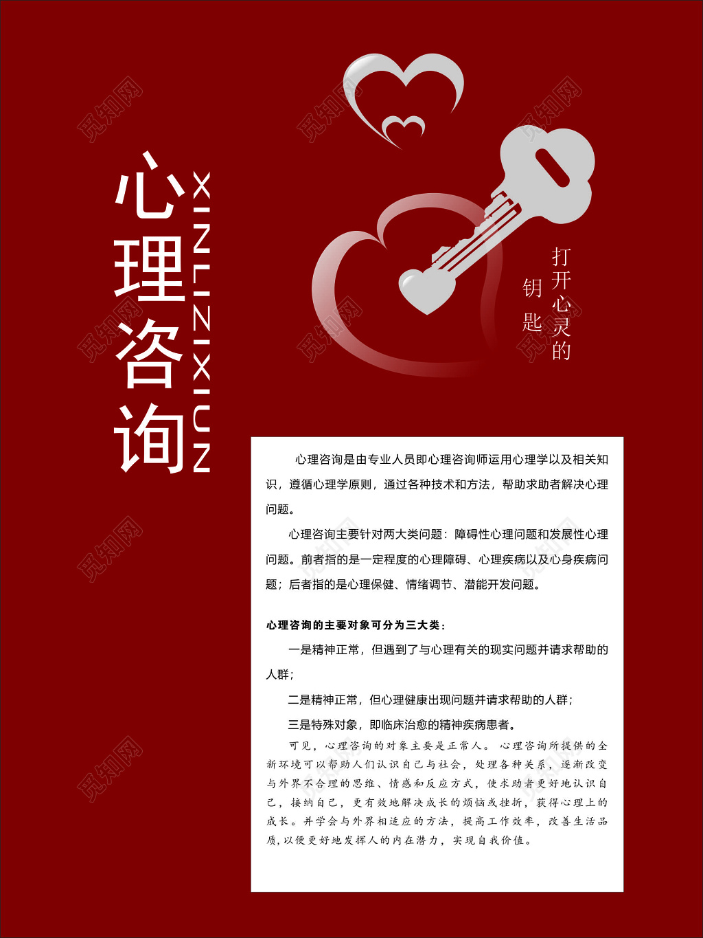 心理健康专业人员咨询师心理学潜能开发情绪调节海报模板