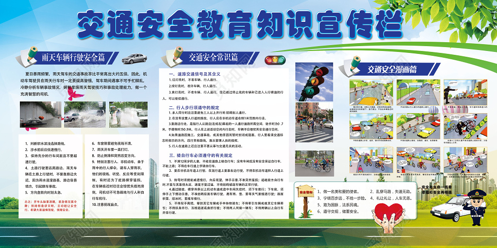 交通安全教育知识宣传栏展板