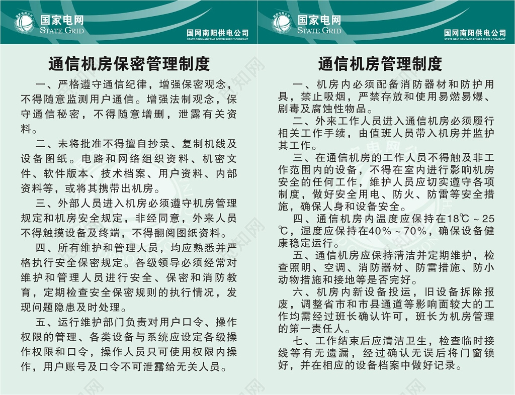 国家电网制度牌