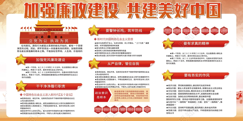 加强廉政建设党建党课展板海报