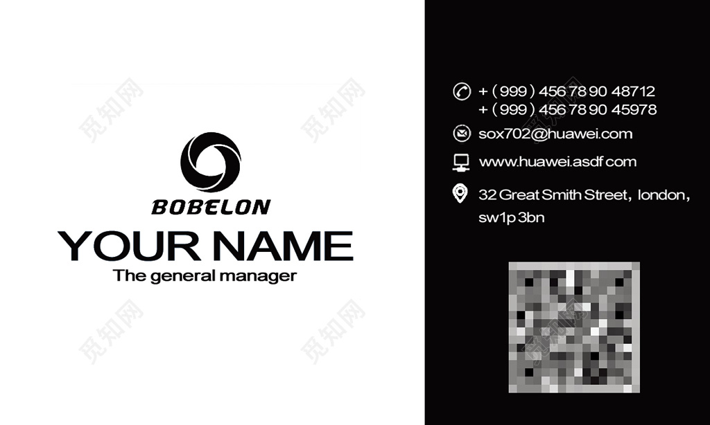 黑色通用大气黑色名片设计