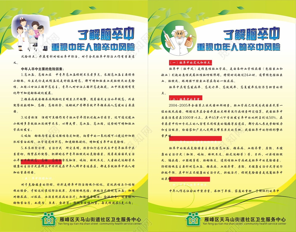 医院海报中风知识宣传海报