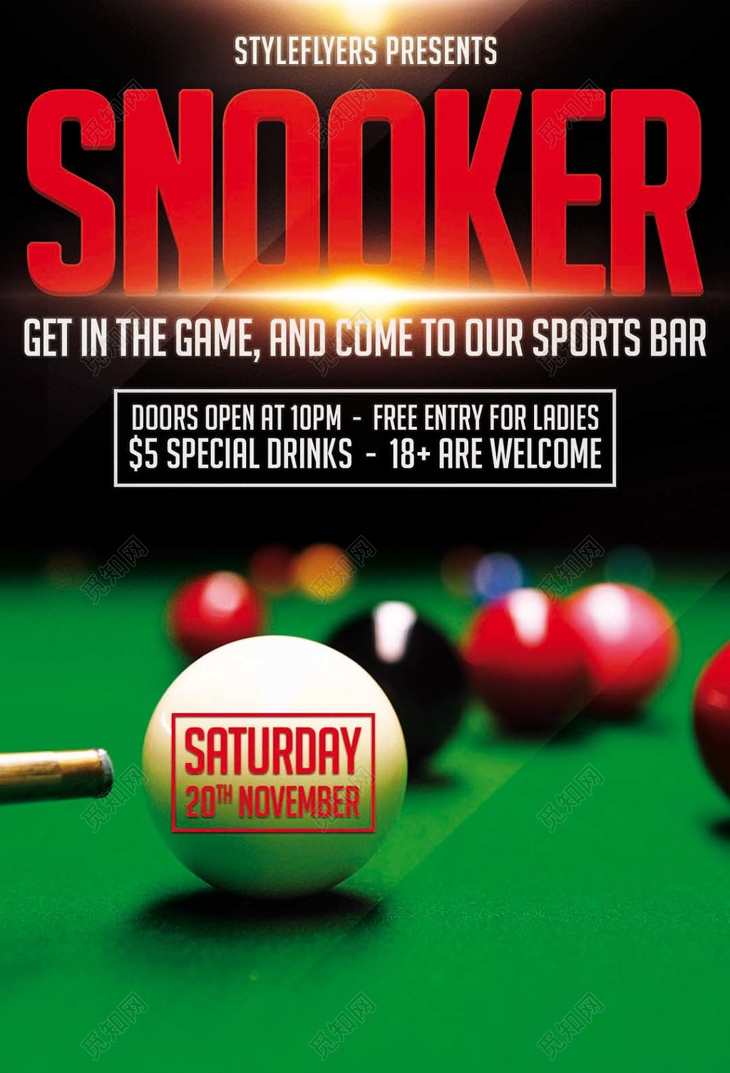 创意简约式国际台球宣传海报