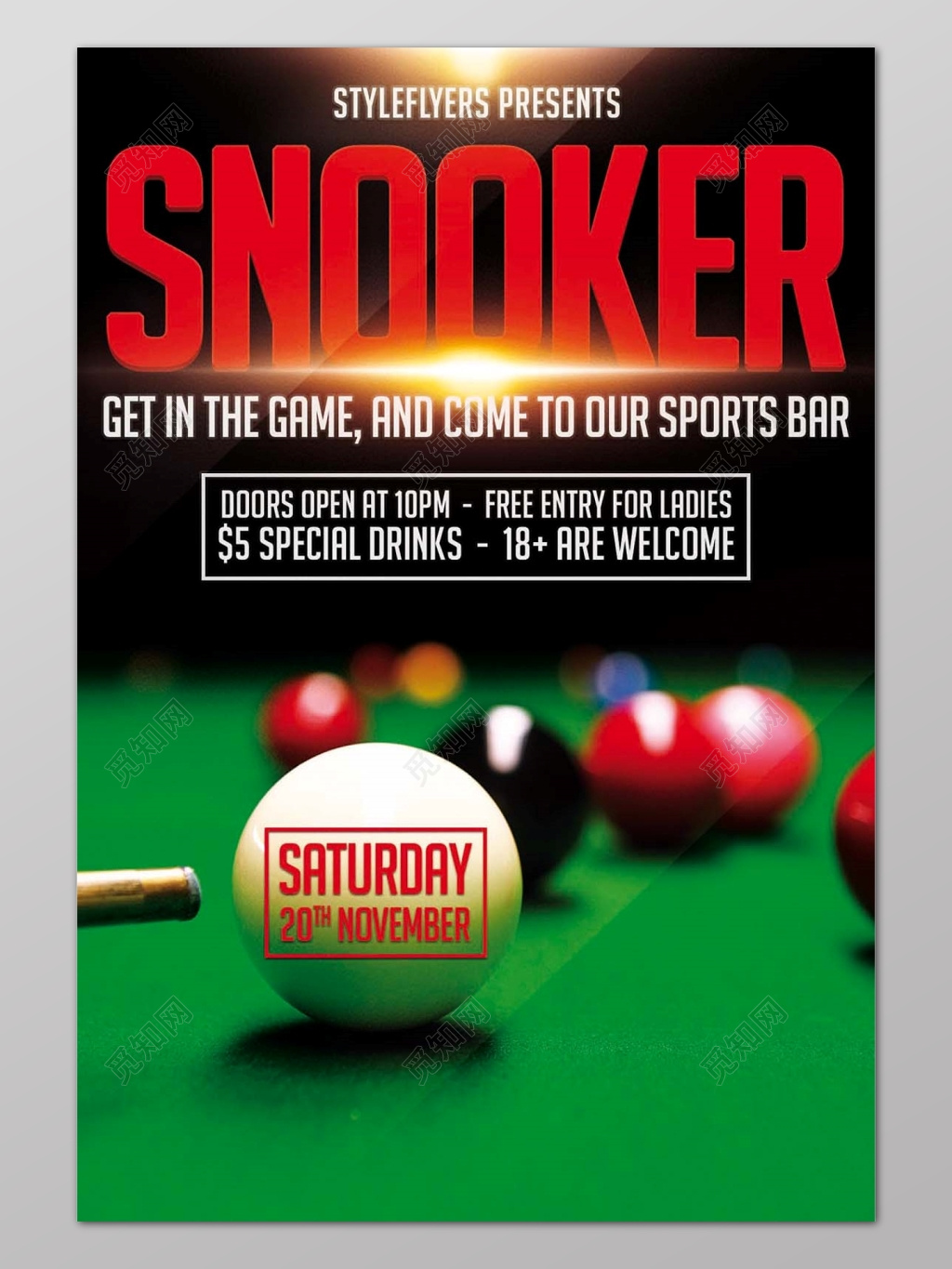 创意简约式国际台球宣传海报