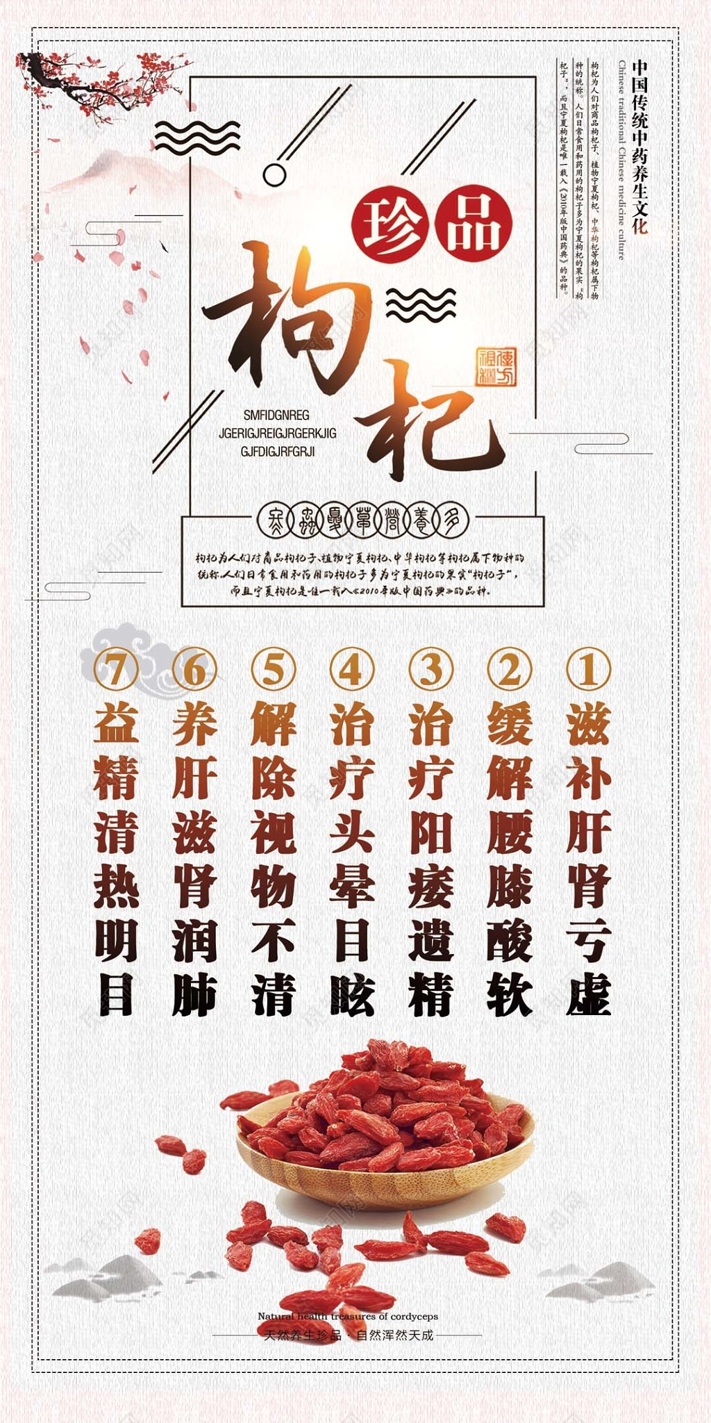 创意古色古香珍品枸杞农副产品中国传统文化宣传展板