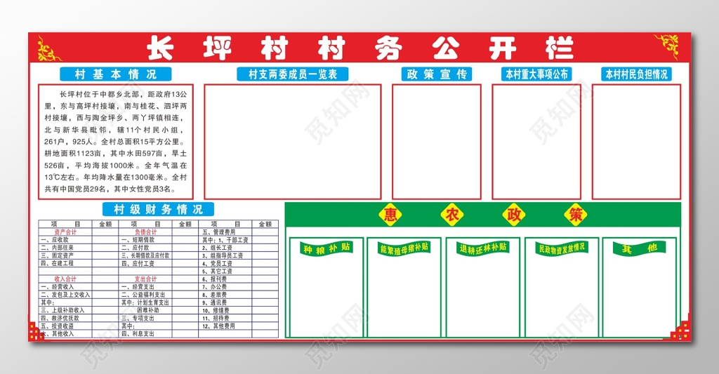 村务公开宣传栏模板