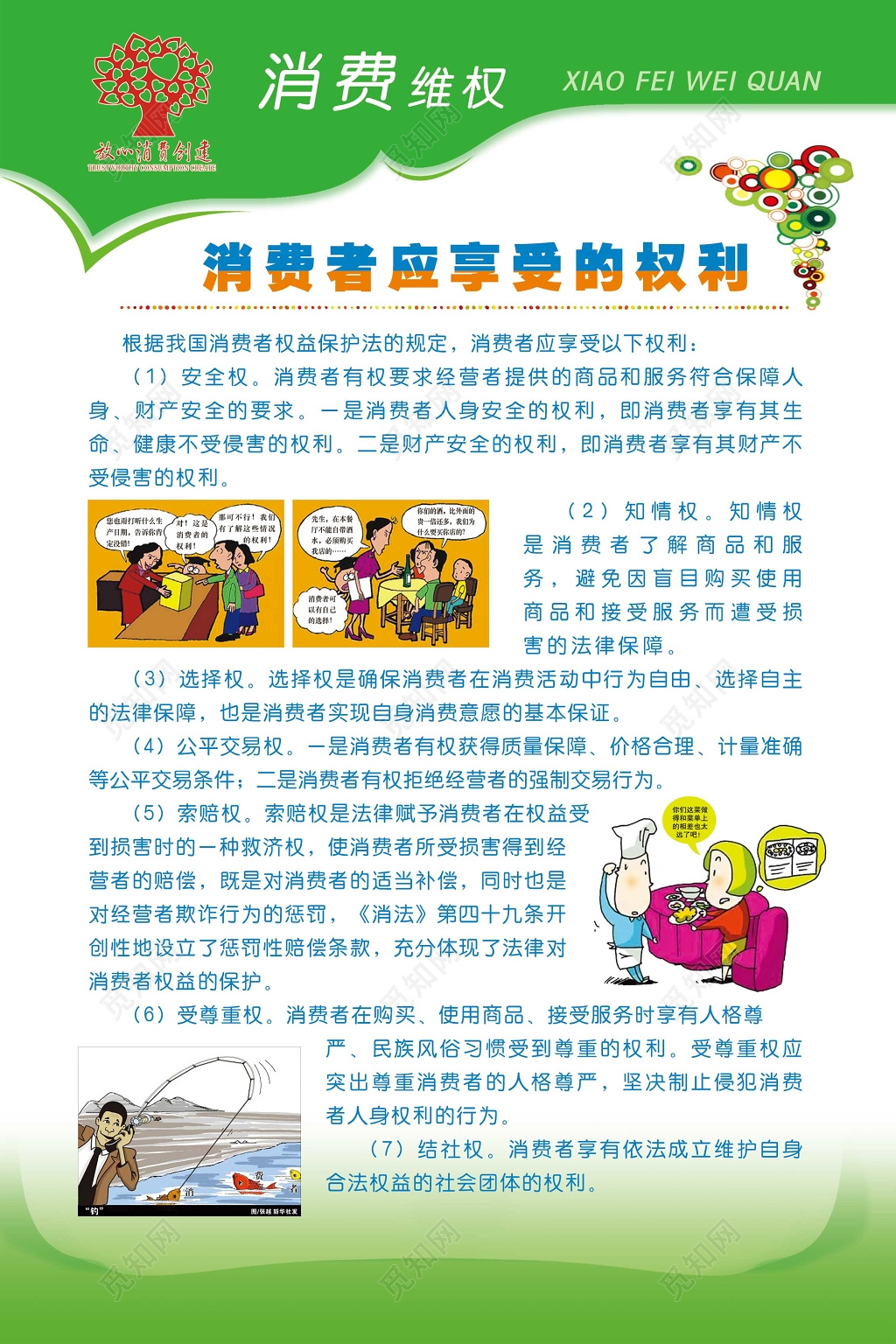 消防者维权315消费者应享受的权利简单背景海报设计