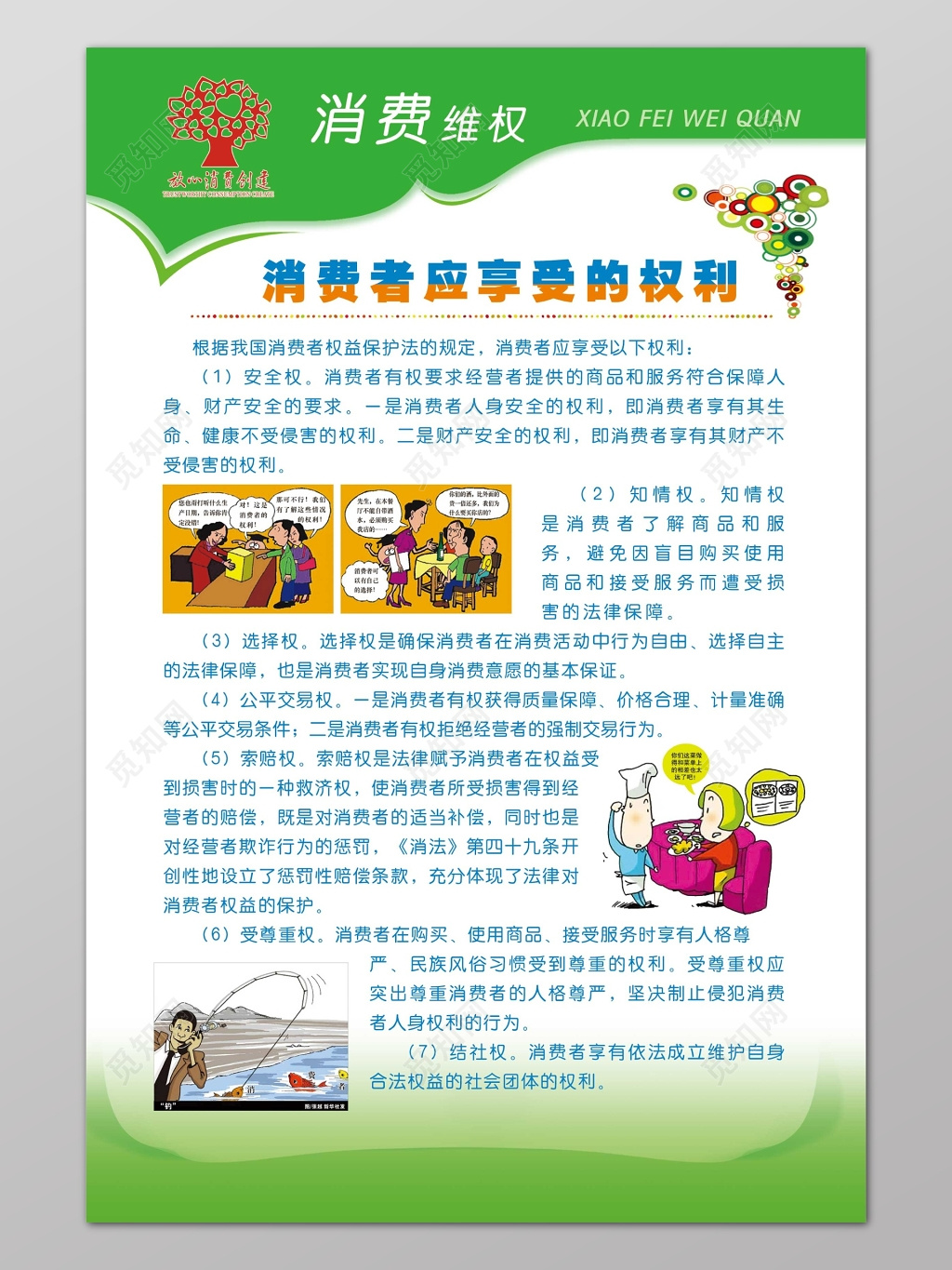 消防者维权315消费者应享受的权利简单背景海报设计