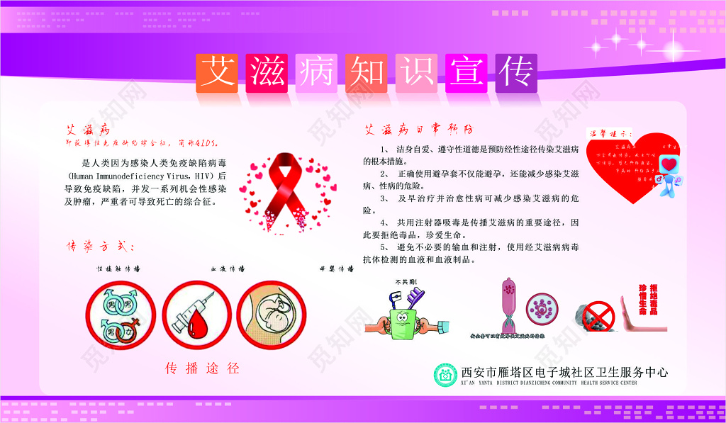 紫色艾滋病知识宣传海报