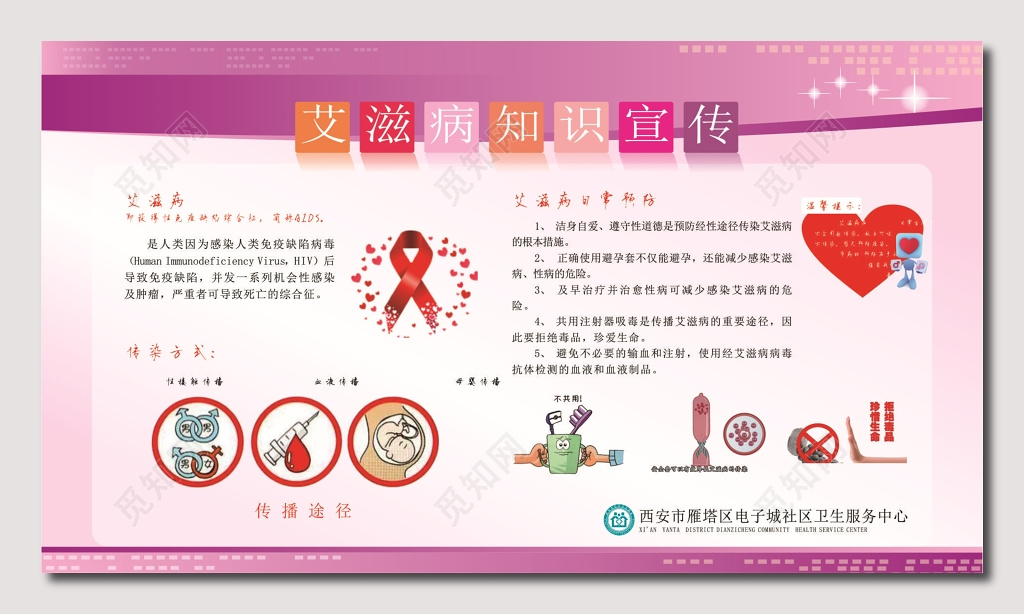 紫色艾滋病知识宣传海报