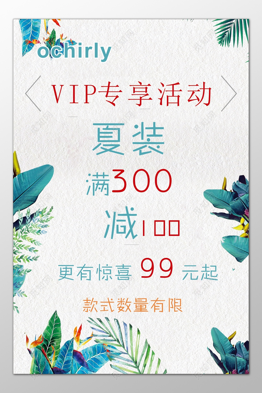 服装海报会员专享夏季折扣优惠数量有限促销海报模板