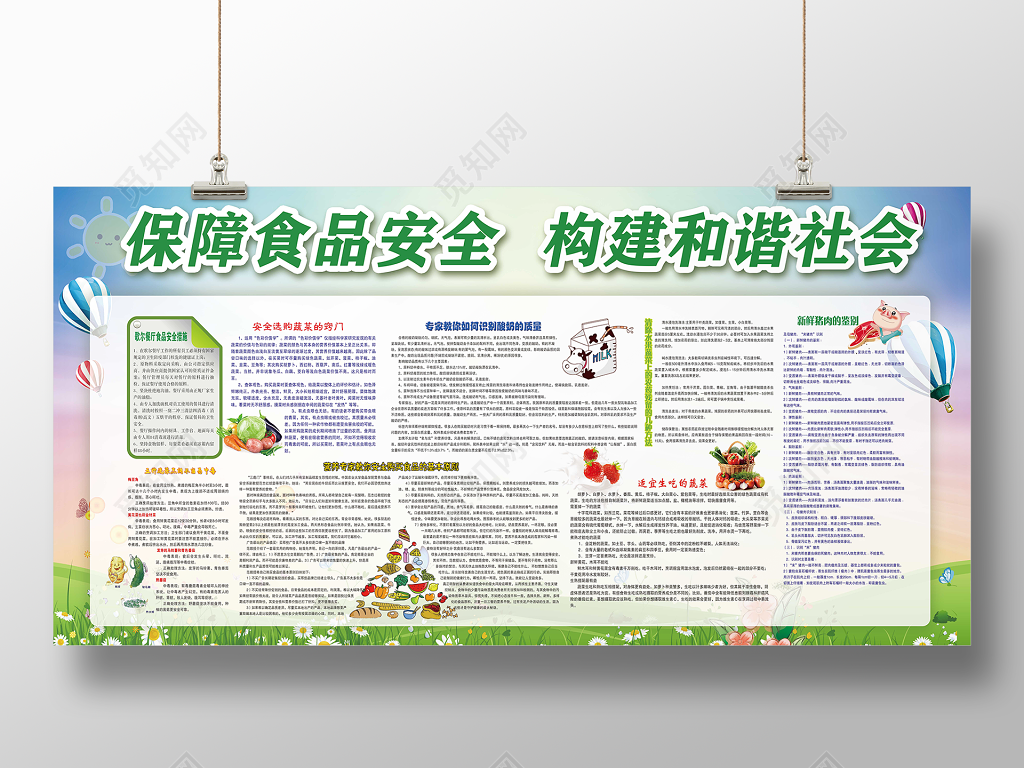 保障食品安全构建和谐社会食物安全知识宣传展板