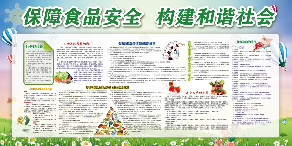 保障食品安全构建和谐社会食物安全知识宣传展板